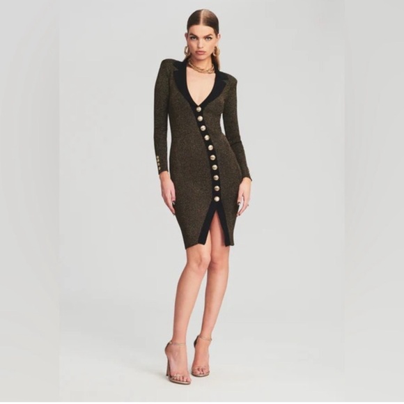 Retrofete Dresses & Skirts - CASSIDY DRESS
Retrofête   Elegant Black and Gold Button-Down Dress